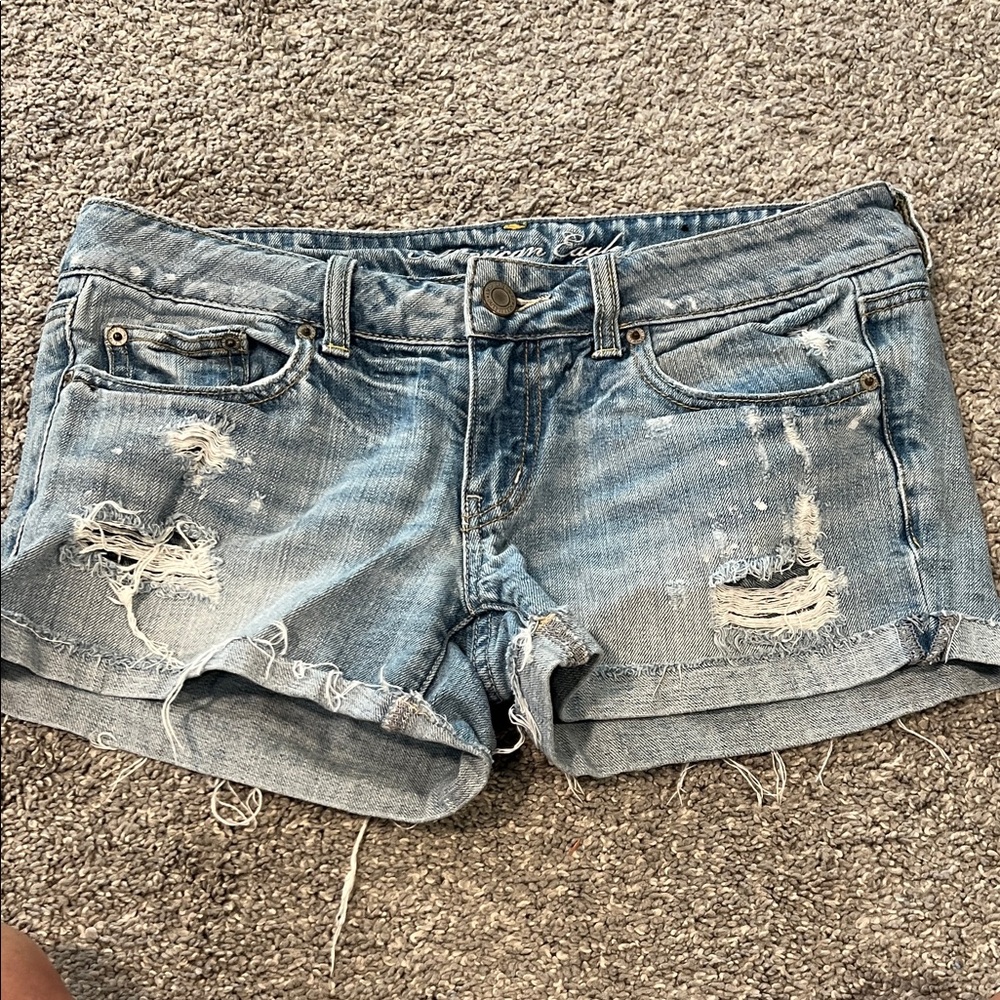 American Eagle Outfitters Distressed Blue Jean Shorts